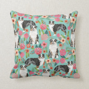 Australian Shepherds Florals Pillow