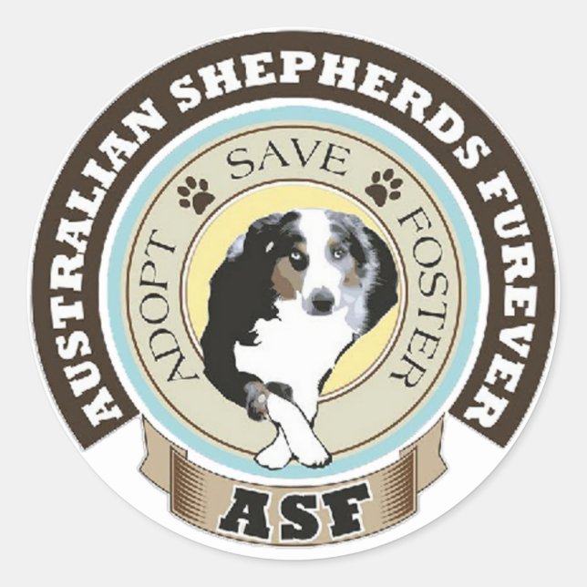 Australian Shepherds Furever Logo Round Sticker (Front)