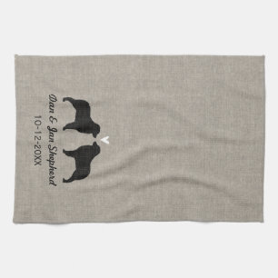 Australian Shepherds with Heart and Text Towel