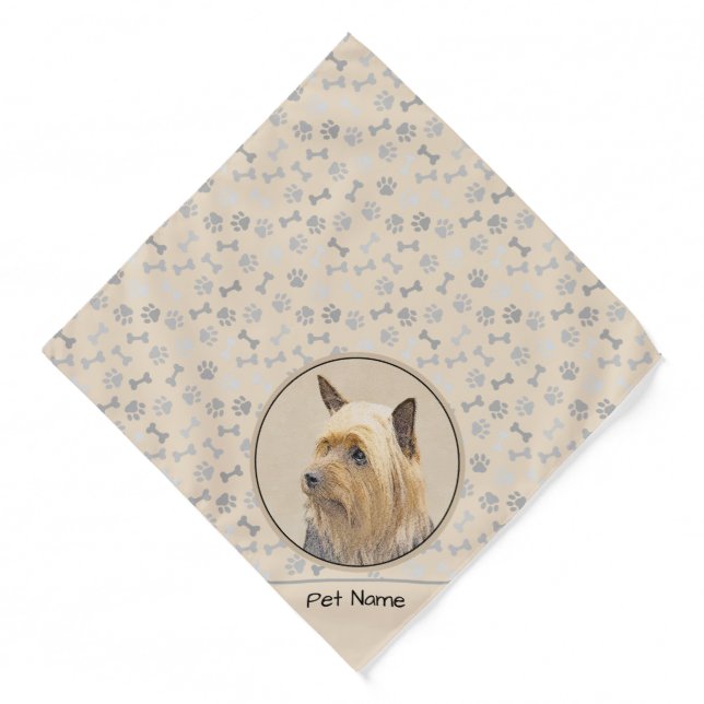 Australian Silky Terrier Painting Original Dog Art Bandana (Front)