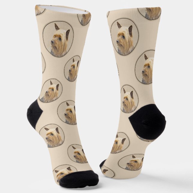 Australian Silky Terrier Painting Original Dog Art Socks (Angled)