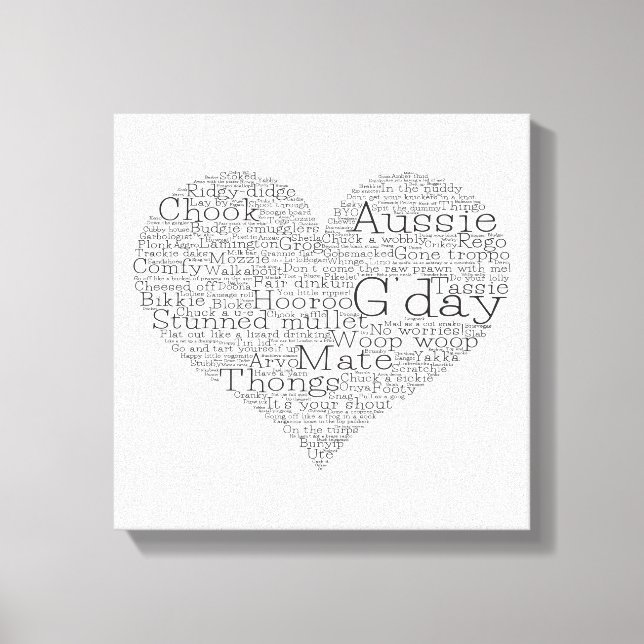 Australian slang heart canvas print (Front)