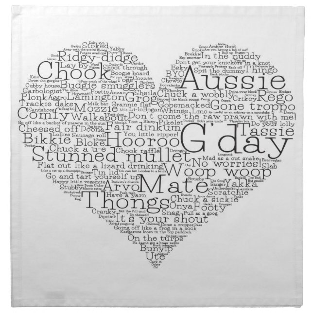 Australian slang heart cloth napkin (Front)