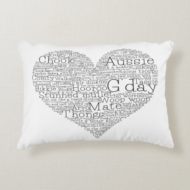 Australian slang heart decorative pillow (Front)
