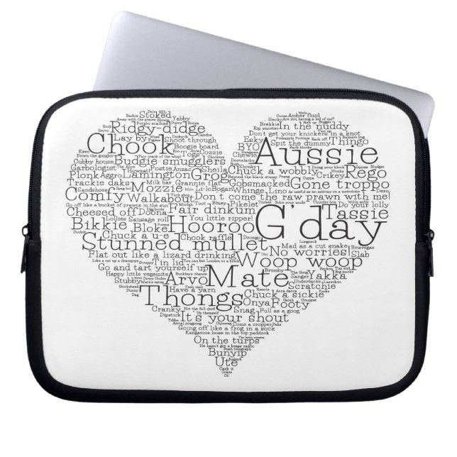 Australian slang heart laptop sleeve (Front)