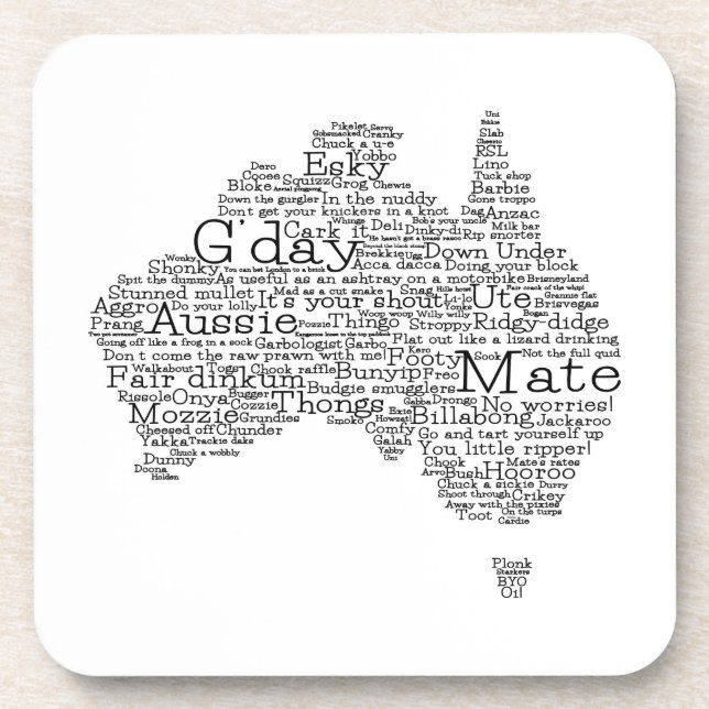 Australian slang map beverage coaster (Front)