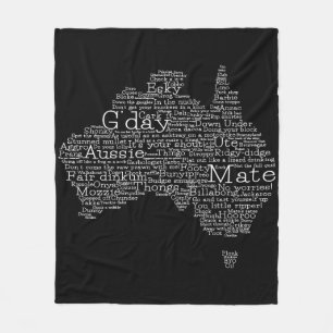 Australian slang map fleece blanket