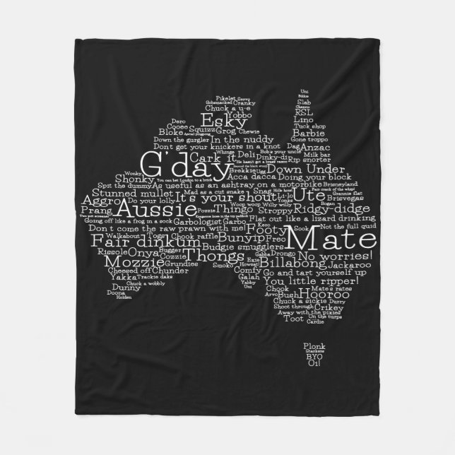 Australian slang map fleece blanket (Front)