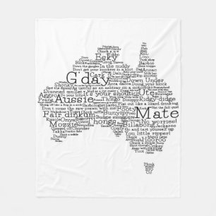 Australian slang map fleece blanket