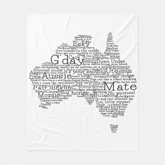 Australian slang map fleece blanket (Front)