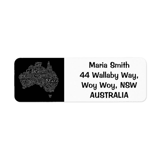 Australian slang map label (Front)