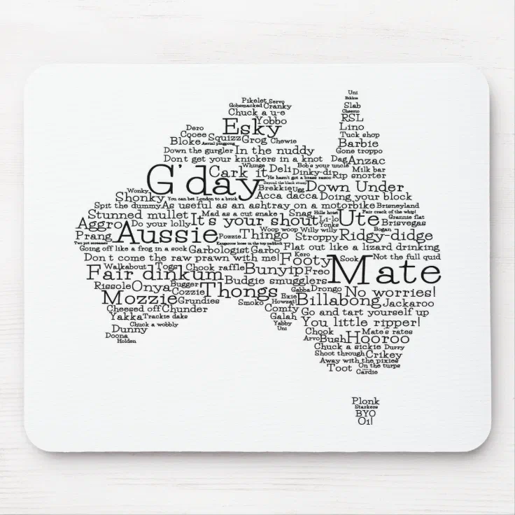 Australian slang map mouse pad Zazzle