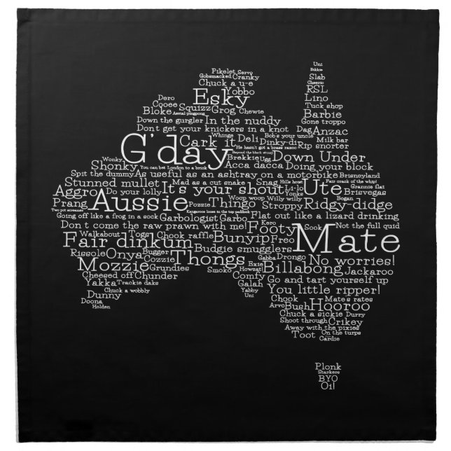 Australian slang map napkin (Front)