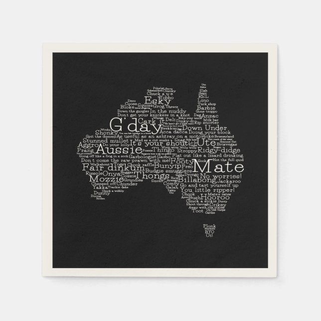 Australian slang map napkins (Front)