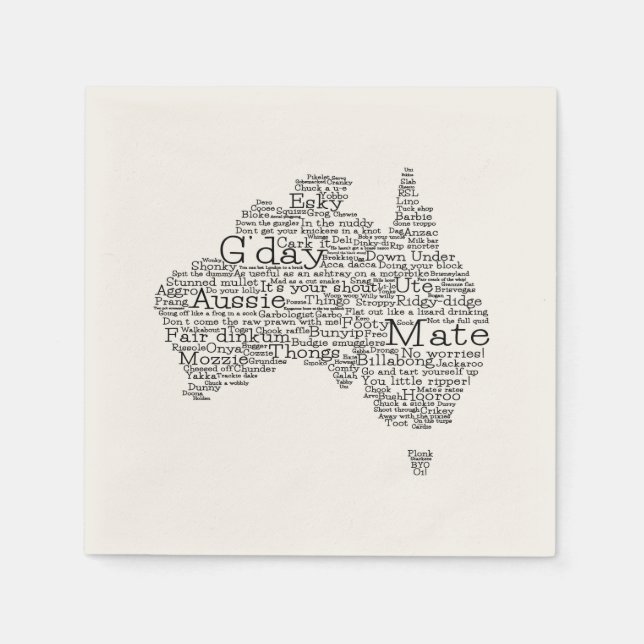Australian slang map paper napkins (Front)
