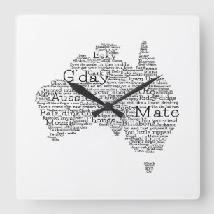 Australian slang map square wall clock