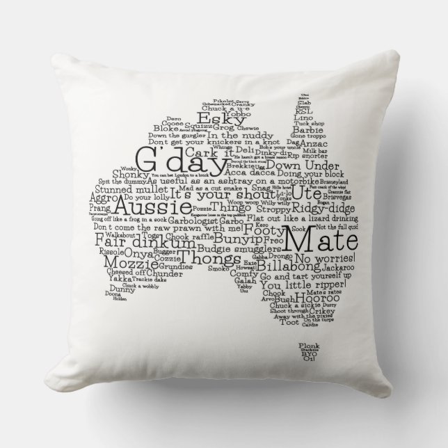 Australian slang map throw pillow (Front)