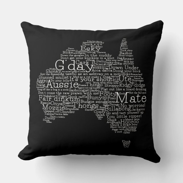 Australian slang map throw pillow (Front)
