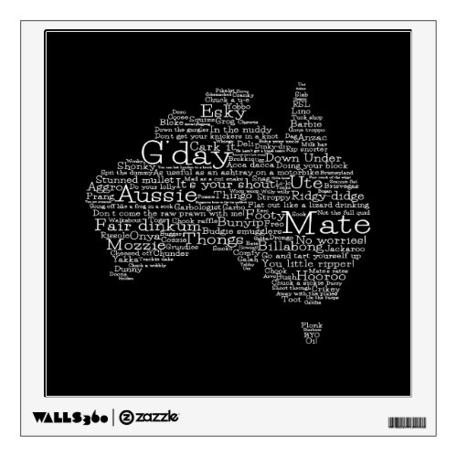 Australian slang map wall sticker