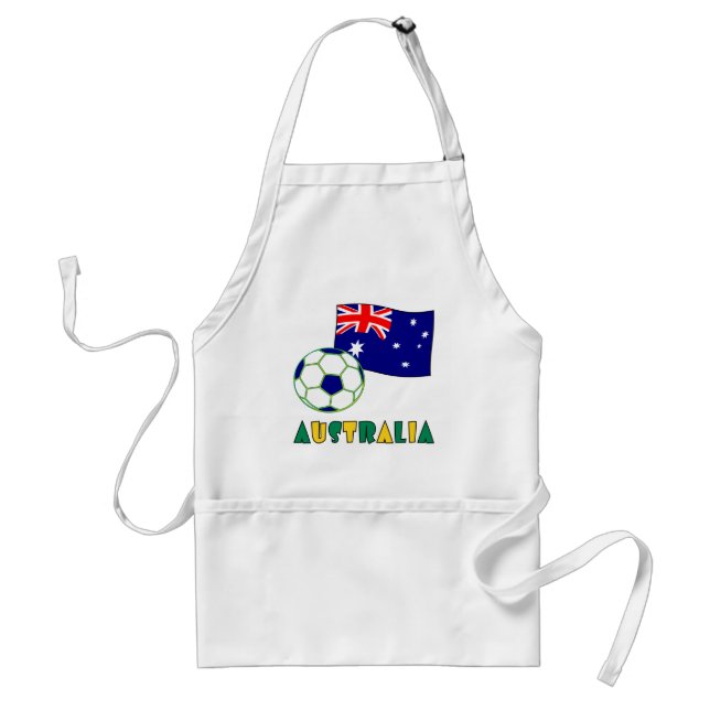 Australian Soccer Ball and Flag  Adult Apron (Front)