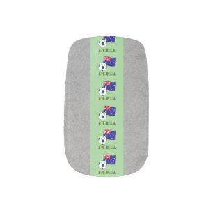 Australian Soccer Ball and Flag Green Background Minx Nail Wraps