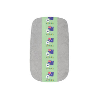 Australian Soccer Ball and Flag Green Background Minx Nail Wraps