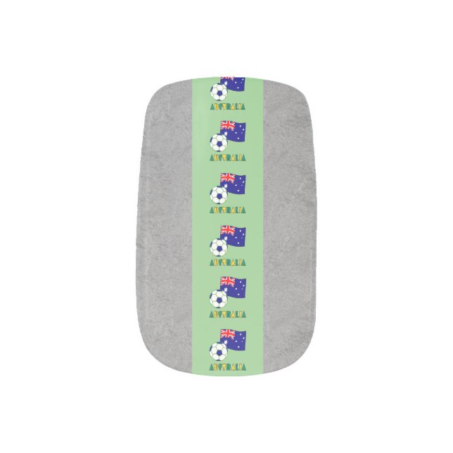 Australian Soccer Ball and Flag Green Background Minx Nail Wraps (Left Thumb)