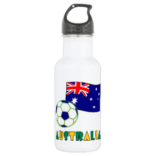 Australian Soccer Ball and Flag Water Bottle