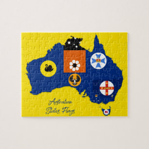 Australian State Flags Map, Educational Jigsaw Puzzle