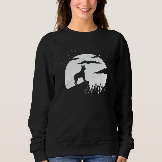 Australian Stumpy Tail Cattle Dog and Moon Hallowe Sweatshirt (Front)