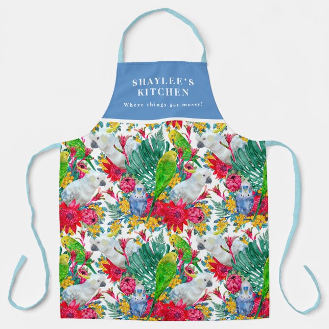 Australian Summer Tropical Parrot Pattern Apron (Front)
