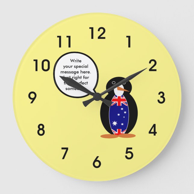 Australian Talking Ms Penguin Personalized  Large Clock (Front)