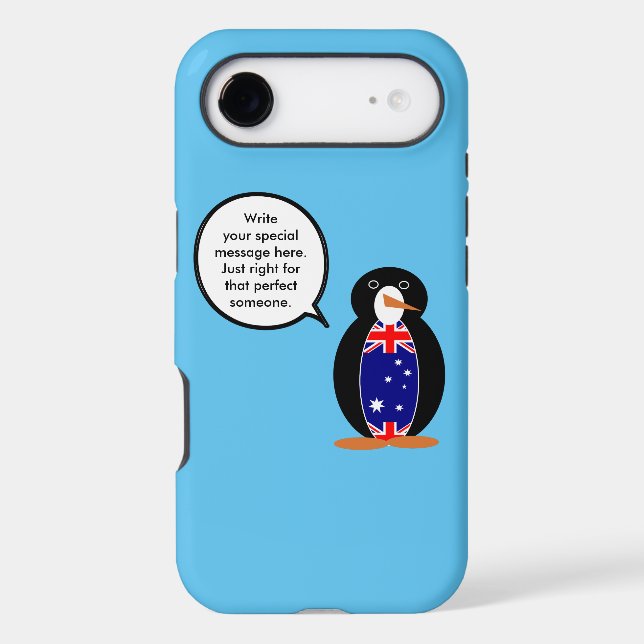 Australian Talking Ms. Penguin Personalized Text  Case-Mate iPhone Case (Back)