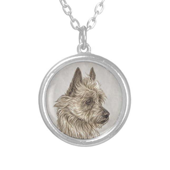 Australian Terrier Art Silver Plated Necklace (Front)