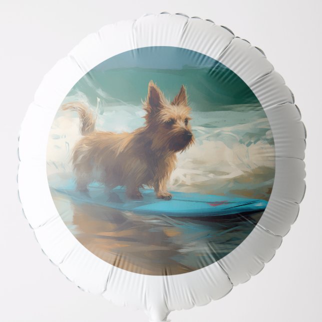 Australian Terrier Beach Surfing Painting  Balloon (Front)