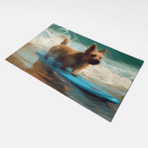 Australian Terrier Beach Surfing Painting  Doormat