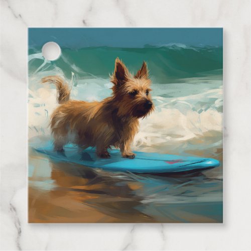 Australian Terrier Beach Surfing Painting  Favor Tags