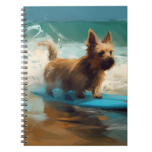 Australian Terrier Beach Surfing Painting Notebook