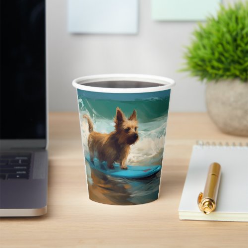 Australian Terrier Beach Surfing Painting  Paper Cups