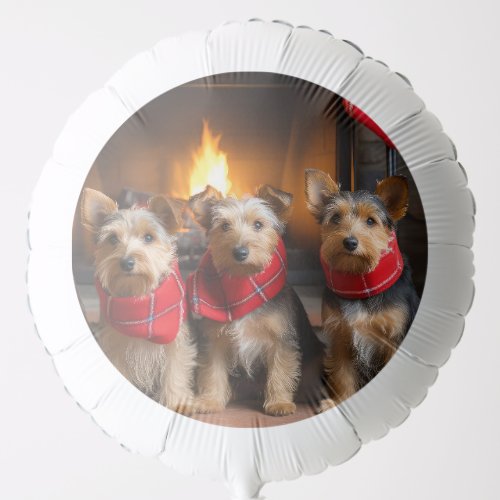 Australian Terrier by the Fireplace Christmas Balloon