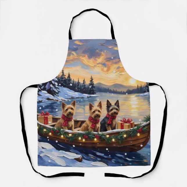 Australian Terrier Christmas Boat Holiday Apron (Front)