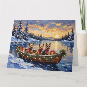 Australian Terrier Christmas Boat Holiday Card