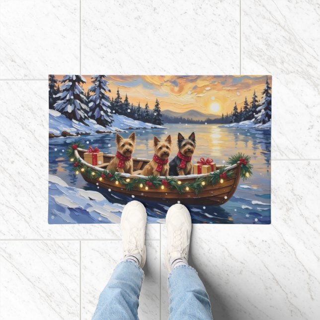 Australian Terrier Christmas Boat Holiday Doormat (Indoor)