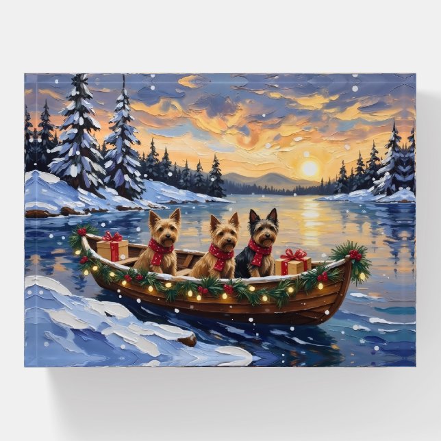 Australian Terrier Christmas Boat Holiday Paperweight (Front)
