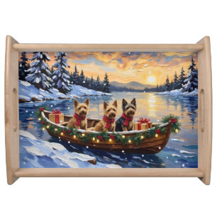 Australian Terrier Christmas Boat Holiday Serving Tray