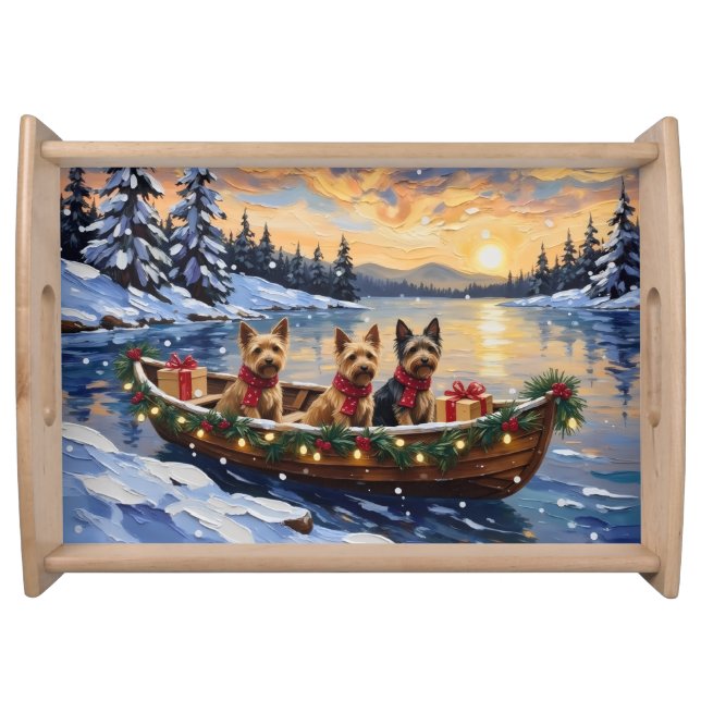 Australian Terrier Christmas Boat Holiday Serving Tray (Front)