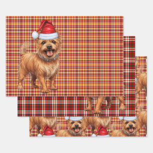 Australian Terrier Christmas Dog Red Plaid Wrapping Paper Sheets