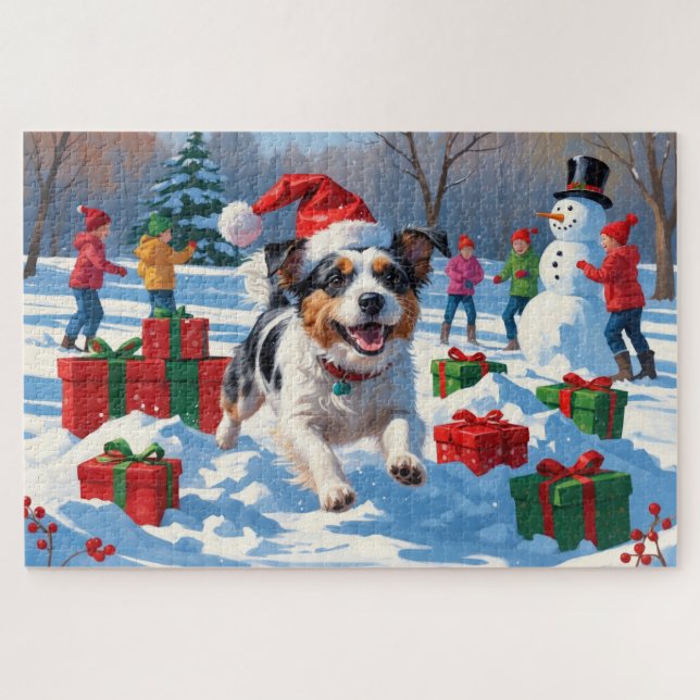 Australian Terrier Christmas Festive Snow Scene Jigsaw Puzzle (Horizontal)