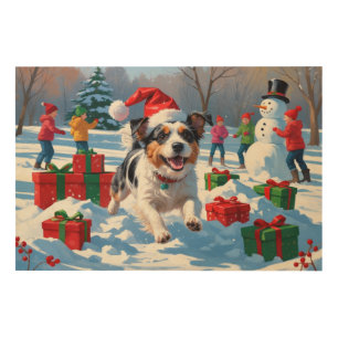 Australian Terrier Christmas Festive Snow Scene Wood Wall Art