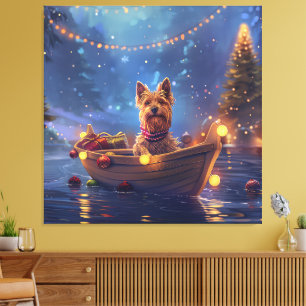 Australian Terrier Christmas Festive Voyage Canvas Print